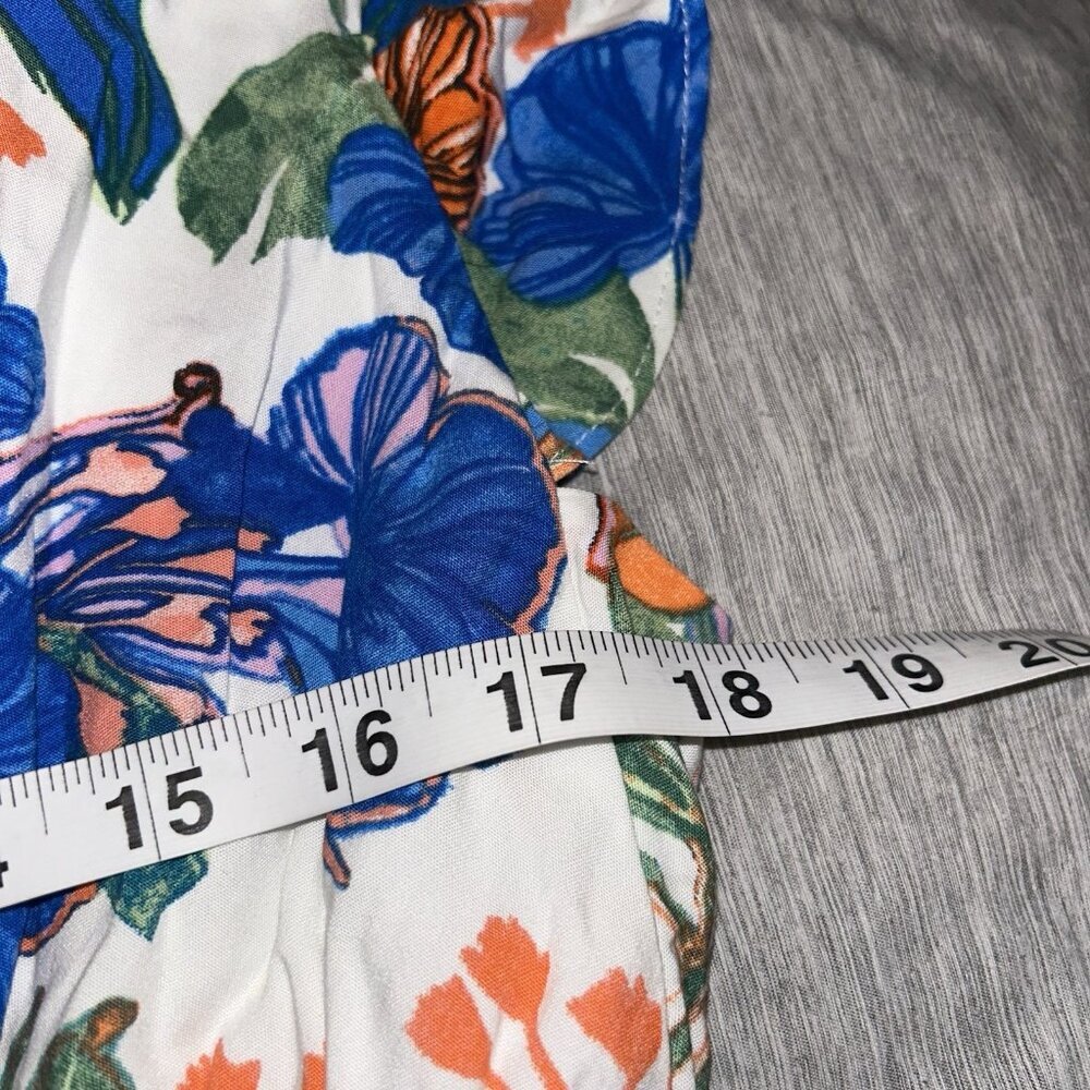 Adrianna By Adrianna Papell Floral Smocked  Waist Flutter Sleeved Dress Size 14 - Picture 8 of 8